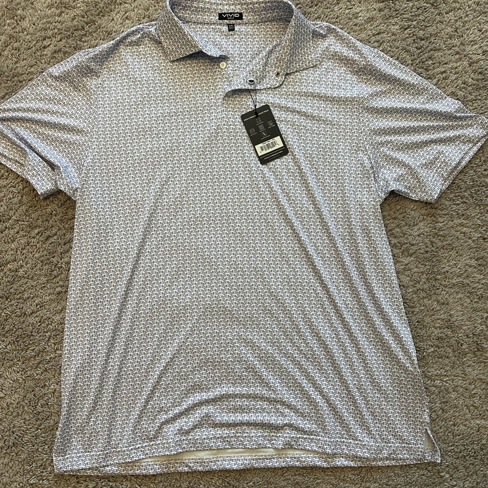 Vivid Golf Men's Polo Shirt in White and Purple